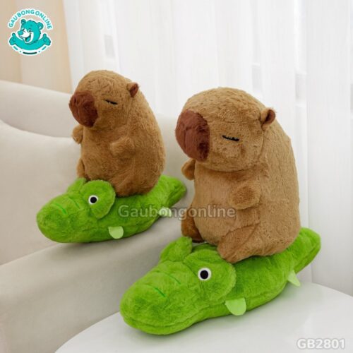 Chuột Capybara Cưỡi Cá Sấu nhồi bông căng phồng, êm ái
