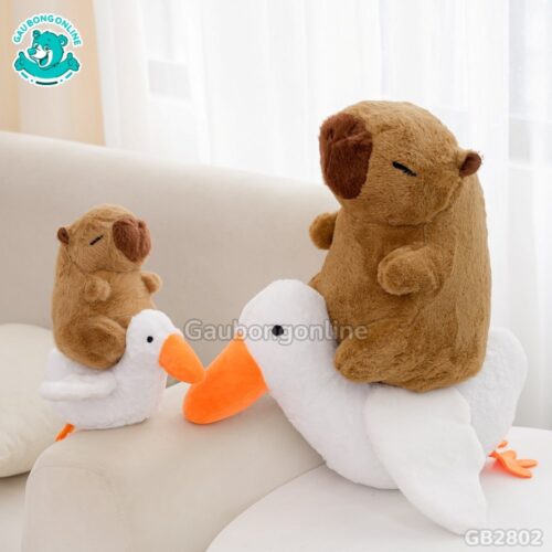 Chuột Capybara Cưỡi Vịt lông mềm mại, dễ thương