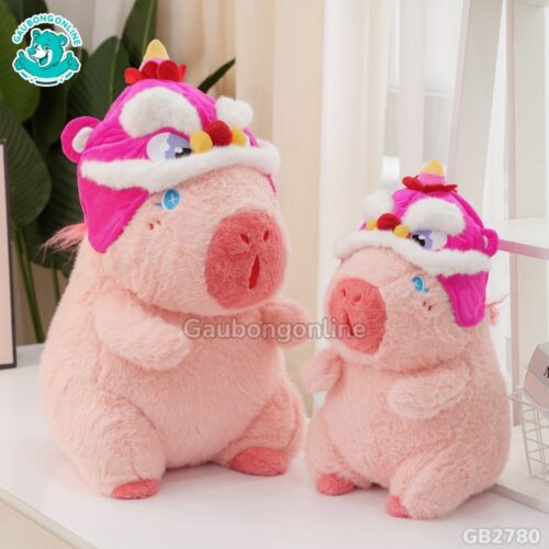 Capybara Tóc Hồng Mũ Lân màu sắc tươi tắn