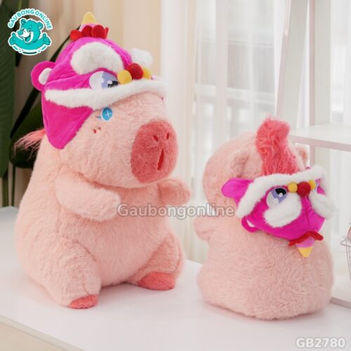 Capybara Tóc Hồng Mũ Lân nhồi bông êm ái, đàn hồi tốt