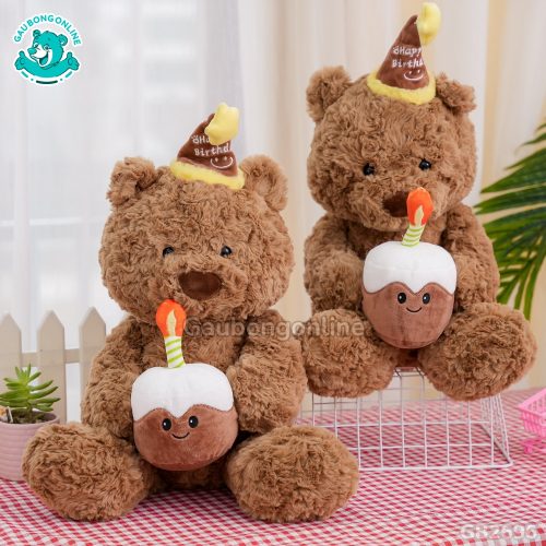 Gấu Lông Xù Ôm Bánh Sinh Nhật đã được bán tại Gấu Bông Online