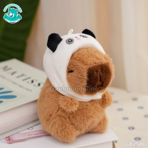 Móc Khóa Chuột Capybara đội mũ gấu trúc cute
