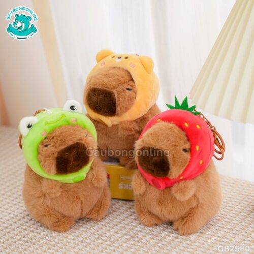 Móc Khóa Chuột Capybara đội mũ ngộ nghĩnh
