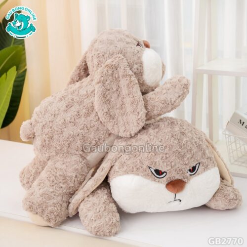 Thỏ Bunny Mặt Quạo Nằm Nâu