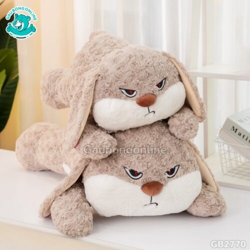 Thỏ Bunny Mặt Quạo Nằm Nâu