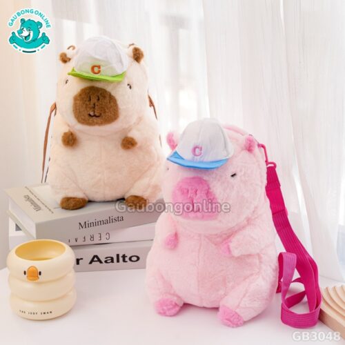 Balo Gấu Bông Capybara Đội Mũ
