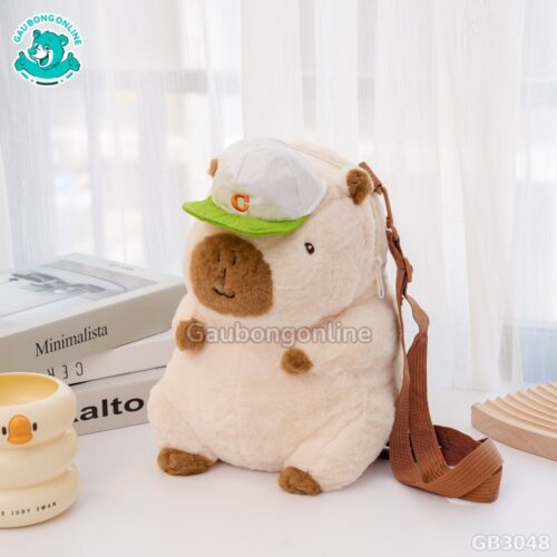Balo Gấu Bông Capybara Đội Mũ