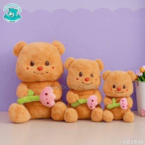 Butter Bear Ngồi Cầm Hoa đa dạng kích thước