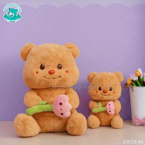 Butter Bear Ngồi Cầm Hoa lông mềm mại, ôm cực thích