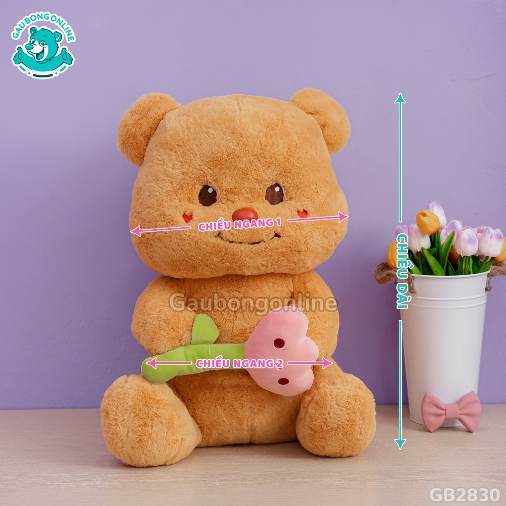 Cách đo kích thước của Butter Bear Ngồi Cầm Hoa