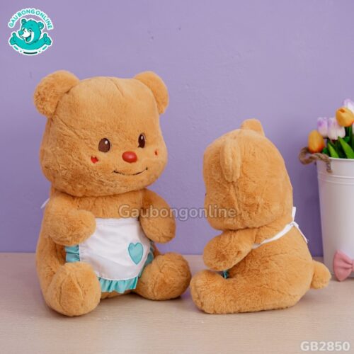 Butter Bear Ngồi Đeo Yếm nhồi bông căng phồng, êm ái