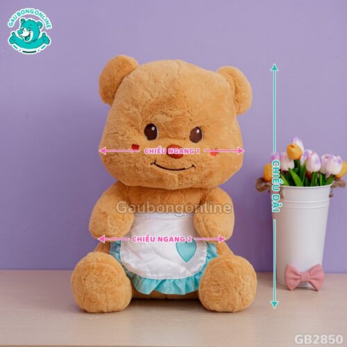 Cách đo kích thước của Butter Bear Ngồi Đeo Yếm