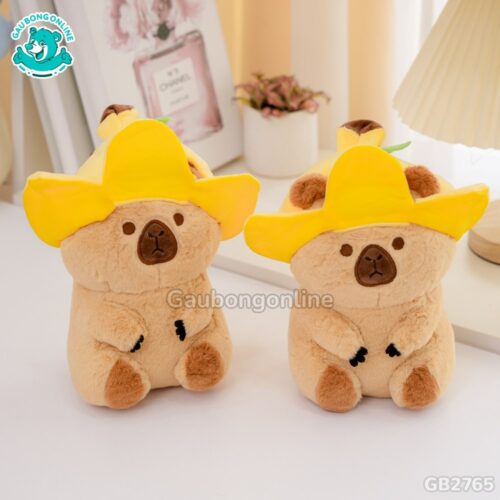 Chuột Capybara Chuối đội mũ ngộ nghĩnh