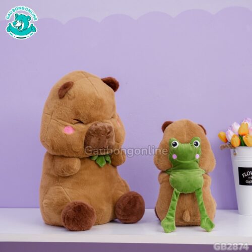 Chuột Capybara Đeo Túi Ếch làm đồ trang trí để bàn siêu xinh