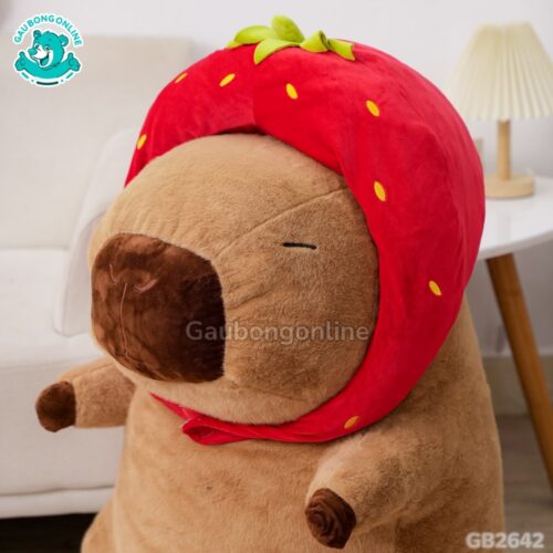 Chuột Capybara Đội Mũ Dâu có thể tháo rời mũ ngộ nghĩnh