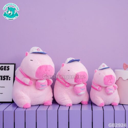Chuột Capybara Hồng Rút Bóng làm đồ trang trí siêu xinh