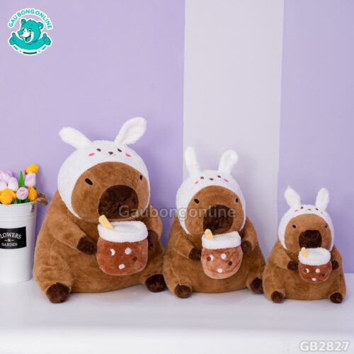 Capybara Ôm Trà Sữa Cosplay Thỏ đa dạng kích thước