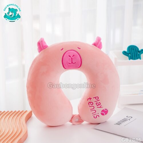 Gối Cổ Cao Su Capybara Hồng Bóng Tennis đã được bán tại Gấu Bông Online