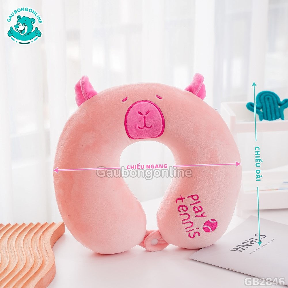 Cách đo kích thước của Gối Cổ Cao Su Capybara Hồng Bóng Tennis