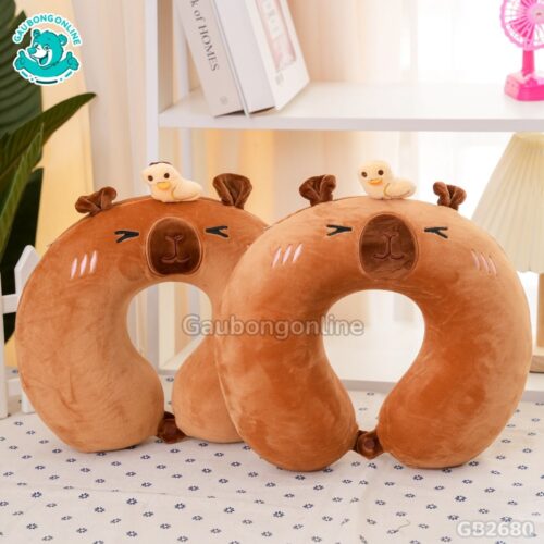 Gối Cổ Capybara Đội Vịt thích hợp cho chuyến du lịch