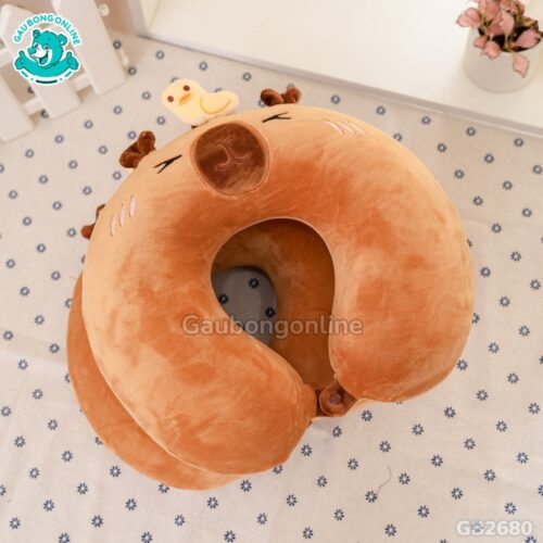 Gối Cổ Capybara Đội Vịt thích hợp cho dân văn phòng