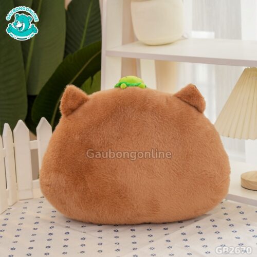 Gối Tựa Chuột Capybara Đội Rùa vải lông nhung bền đẹp