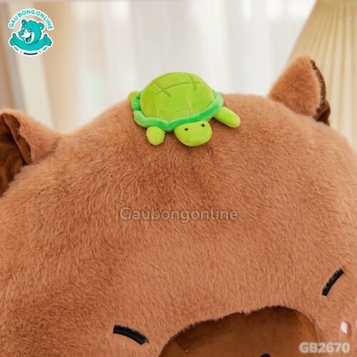 Gối Tựa Chuột Capybara Đội Rùa hoạ tiết ngộ nghĩnh