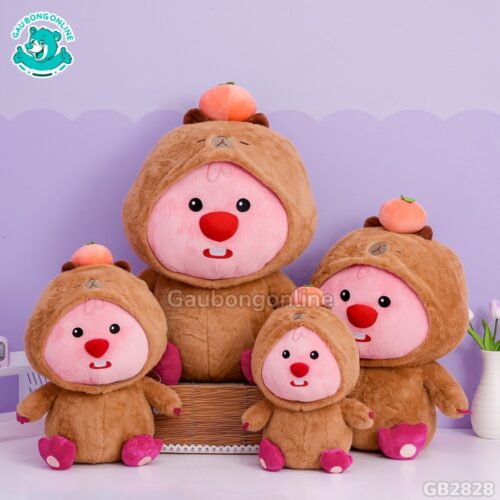 Loopy Cosplay Capybara Đội Hồng đã được bán tại Gấu Bông Online
