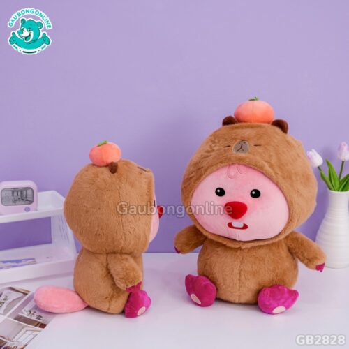 Loopy Cosplay Capybara Đội Hồng nhồi bông êm ái