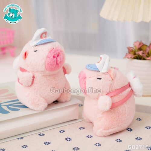 Móc Khóa Chuột Capybara Đeo Balo Bóng màu hồng xinh xắn