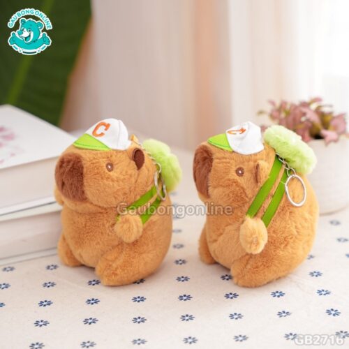 Móc Khóa Chuột Capybara Đeo Balo Bóng màu nâu ngộ nghĩnh