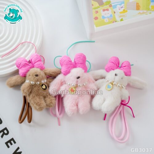 Móc Khóa Thỏ Nơ Hồng