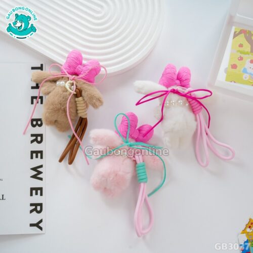 Móc Khóa Thỏ Nơ Hồng