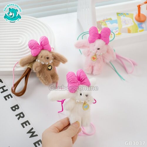 Móc Khóa Thỏ Nơ Hồng