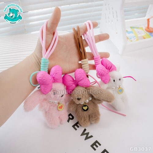 Móc Khóa Thỏ Nơ Hồng