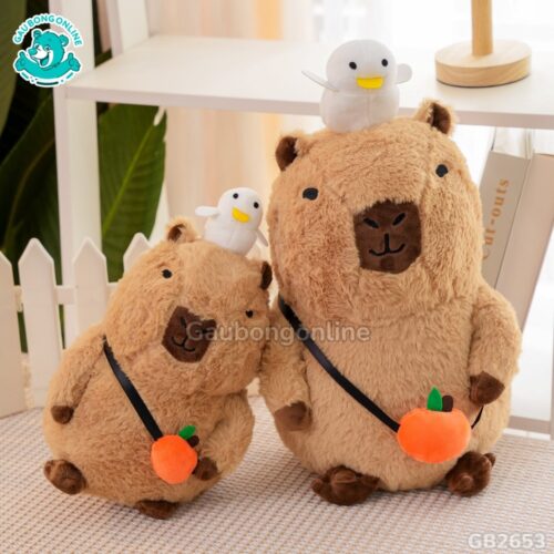 Chuột Capybara Đội Vịt Đeo Túi lông mềm mại