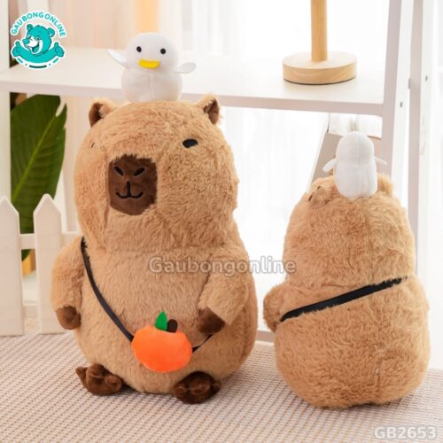 Chuột Capybara Đội Vịt Đeo Túi nhồi bông căng phồng