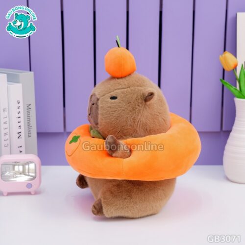 Chuột Capybara Mặc Áo Quả Hồng nhồi bông căng phồng, đầy đặn