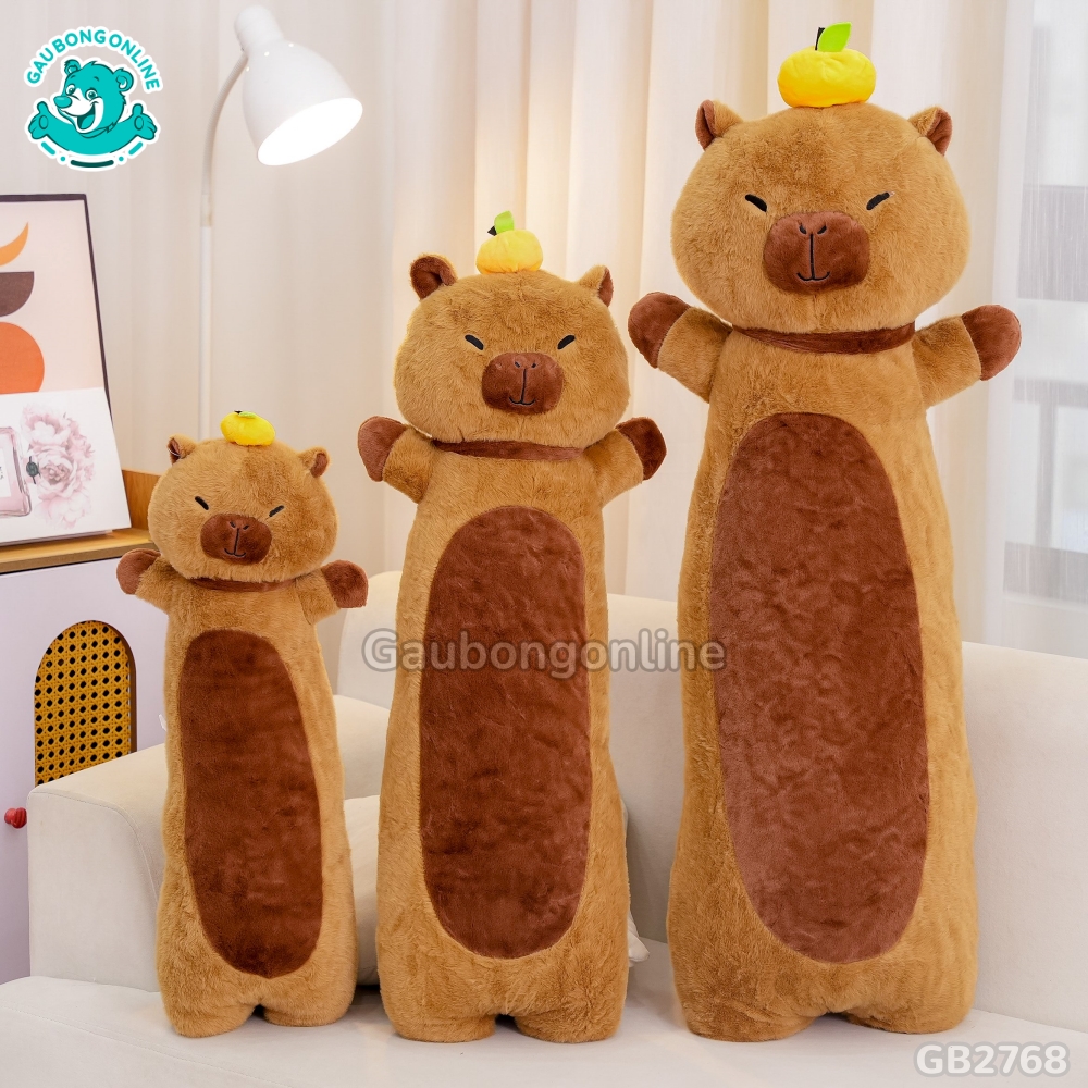 Gối Ôm Chuột Capybara Đội Cam