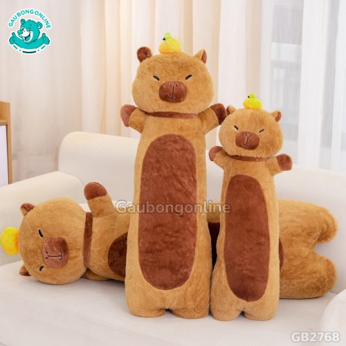 Gối Ôm Chuột Capybara Đội Cam