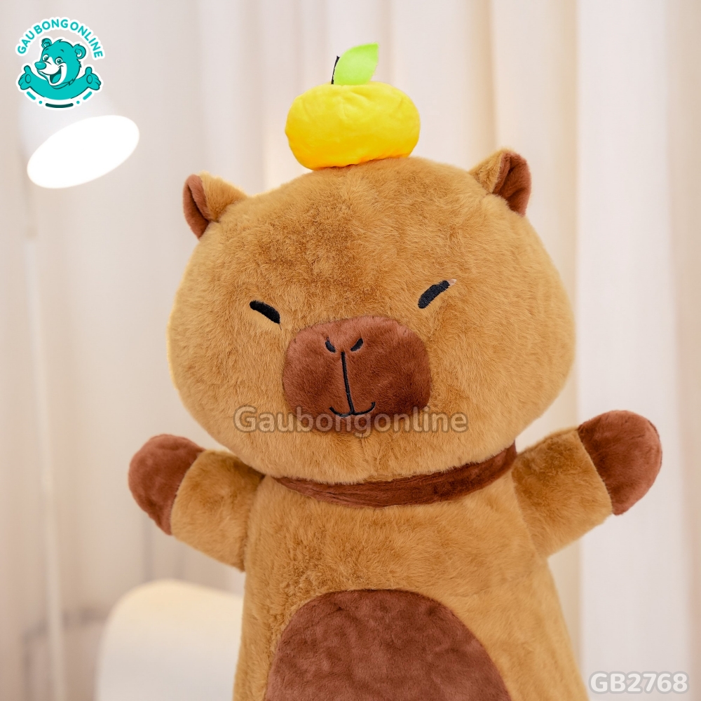 Gối Ôm Chuột Capybara Đội Cam