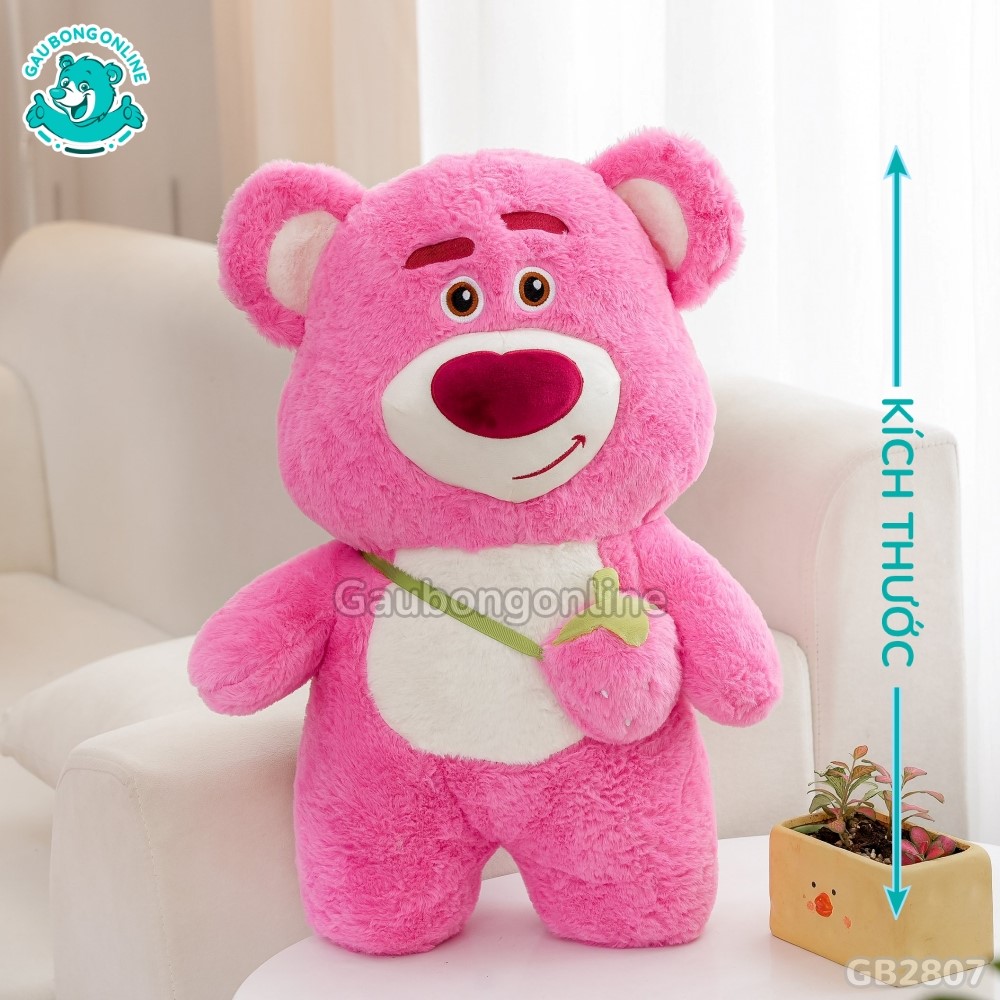 Cách đo kích thước của Lotso Đứng Đeo Túi Dâu