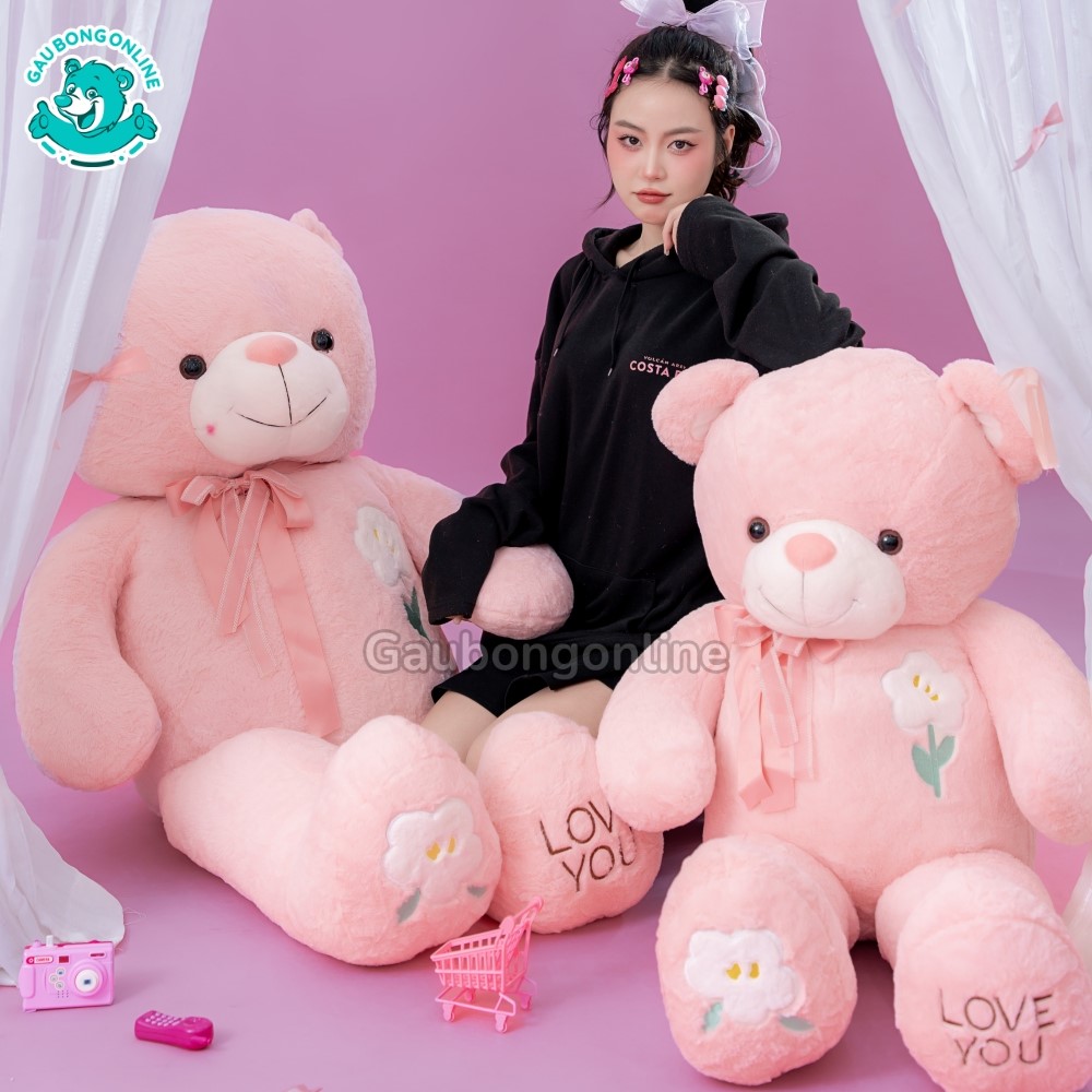 Gấu Bông Teddy Ngực Cành Hoa ngọt ngào và đáng yêu