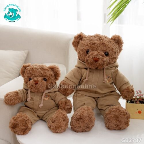 Gấu Mặc Bộ Hoodie – Nâu