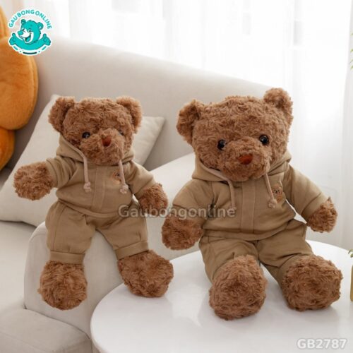 Gấu Mặc Bộ Hoodie – Nâu