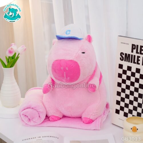 Gối Chăn Mền Capybara Đeo Bóng