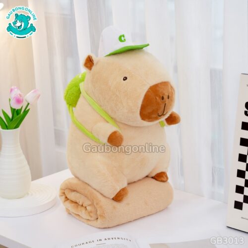 Gối Chăn Mền Capybara Đeo Bóng