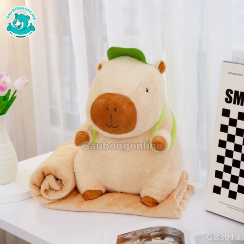 Gối Chăn Mền Capybara Đeo Bóng