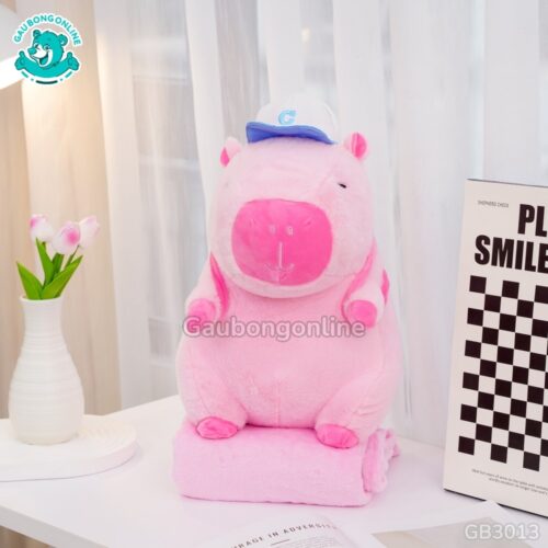 Gối Chăn Mền Capybara Đeo Bóng