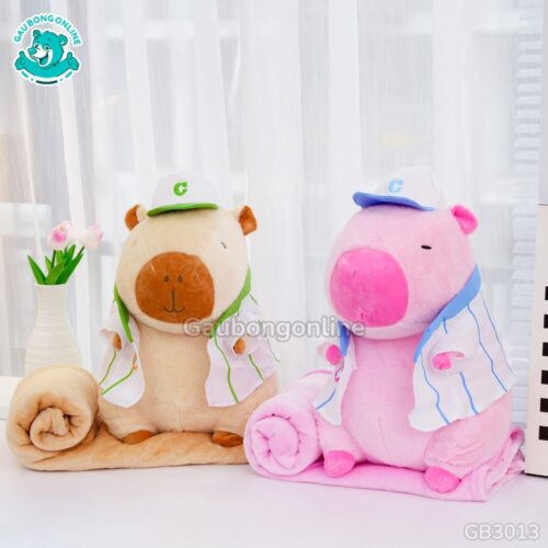 Gối Chăn Mền Capybara Mặc Áo